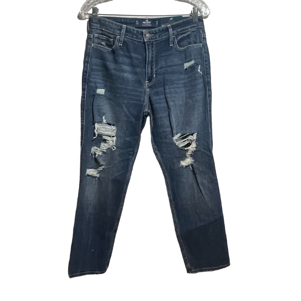 Hollister Jeans High Rise Crop Slim Straight Vintage Stretch Juniors Sz 7S Short